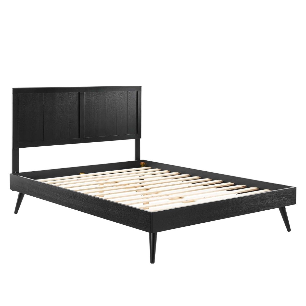 Alana King Wood Platform Bed With Splayed Legs - BUILDMYPLACE