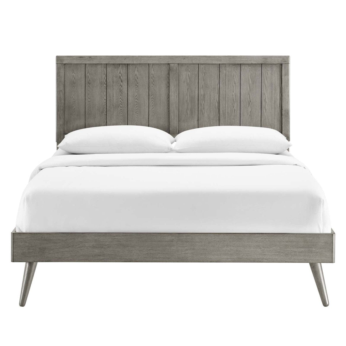 Alana King Wood Platform Bed With Splayed Legs - BUILDMYPLACE