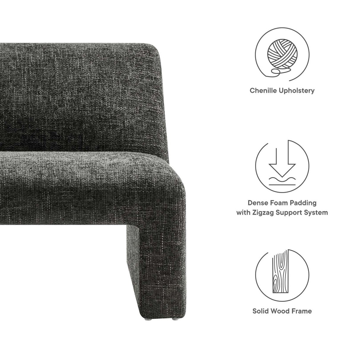 Amita Chenille Upholstered Accent Chair - BUILDMYPLACE
