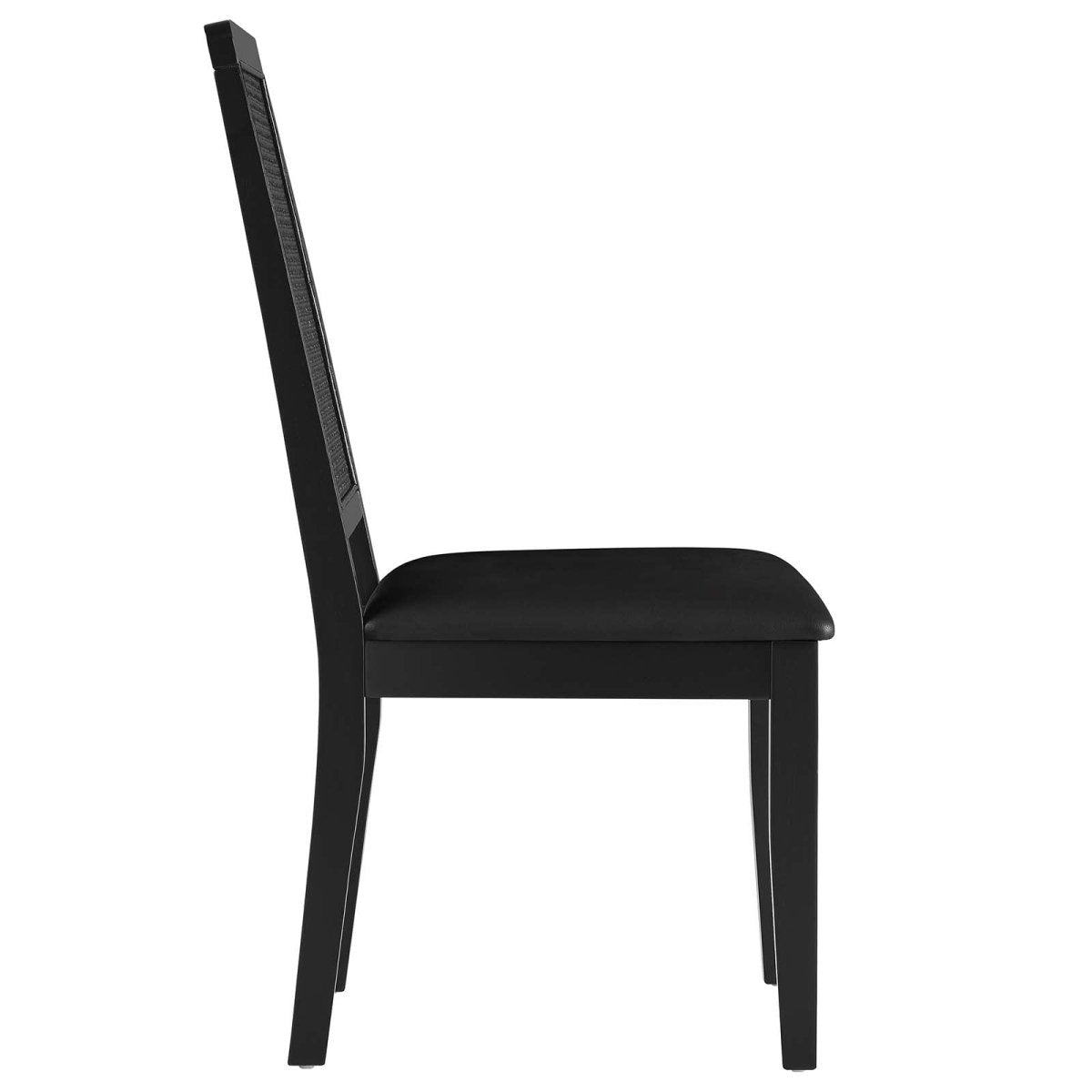 Arlo Vegan Leather Upholstered Faux Rattan and Wood Dining Side Chairs - Set of 2 - BUILDMYPLACE