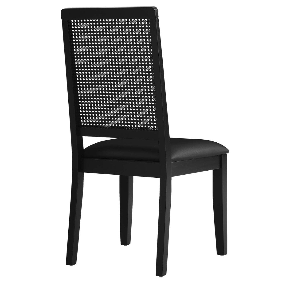 Arlo Vegan Leather Upholstered Faux Rattan and Wood Dining Side Chairs - Set of 2 - BUILDMYPLACE