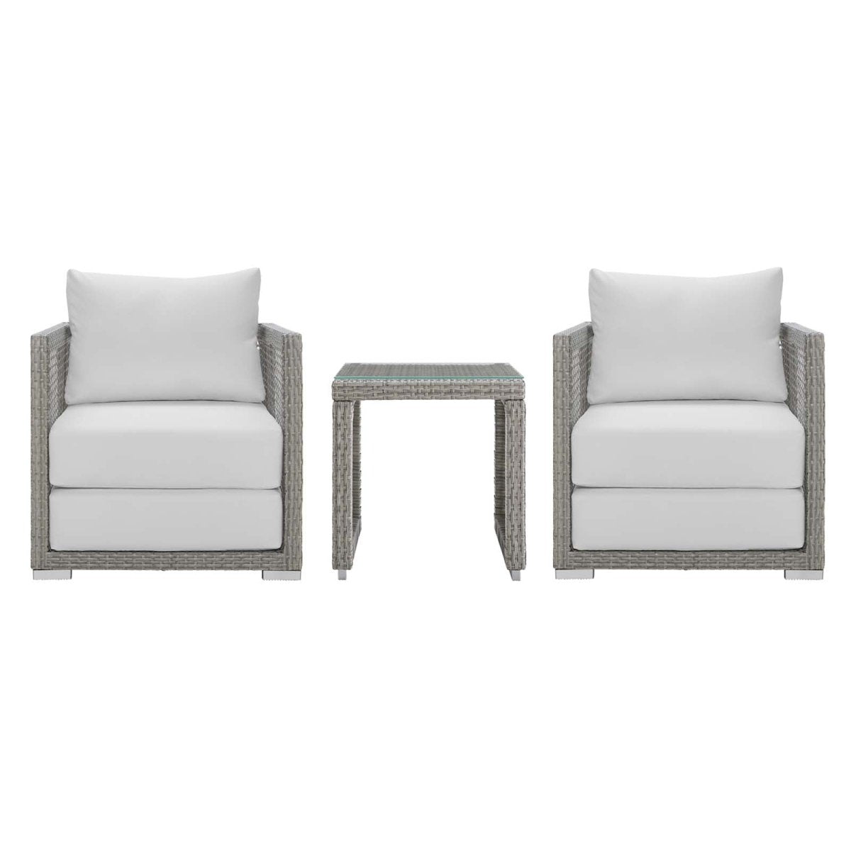 Aura 3 Piece Two Armchair Outdoor Patio Wicker Rattan Set - BUILDMYPLACE
