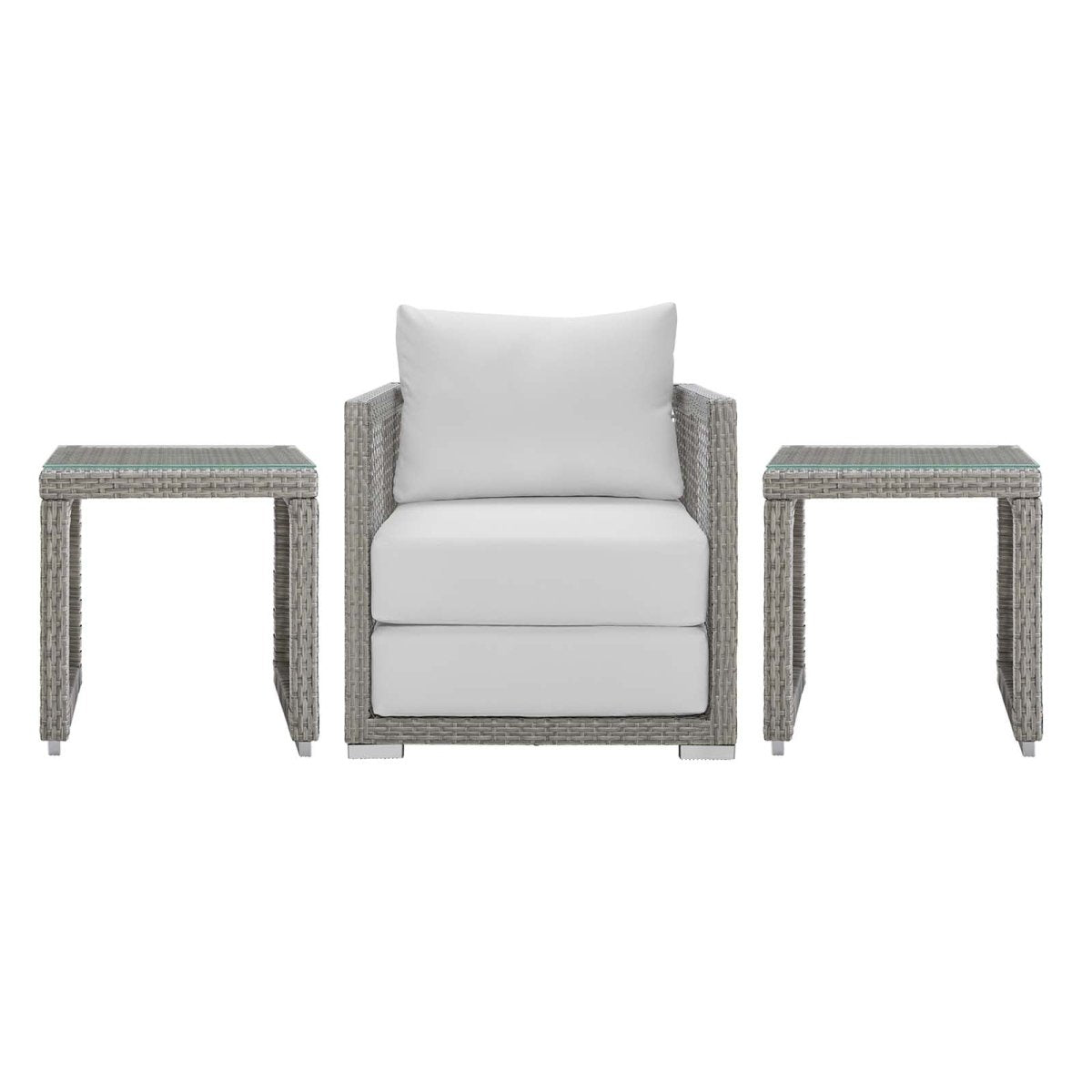 Aura 3 Piece Two Table Outdoor Patio Wicker Rattan Set - BUILDMYPLACE