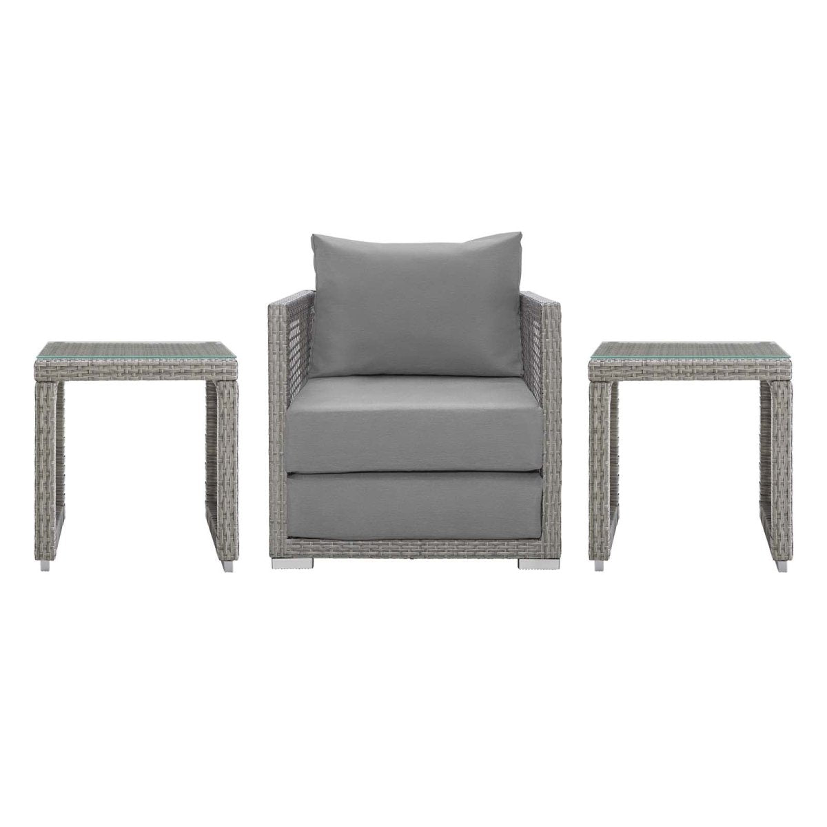 Aura 3 Piece Two Table Outdoor Patio Wicker Rattan Set - BUILDMYPLACE