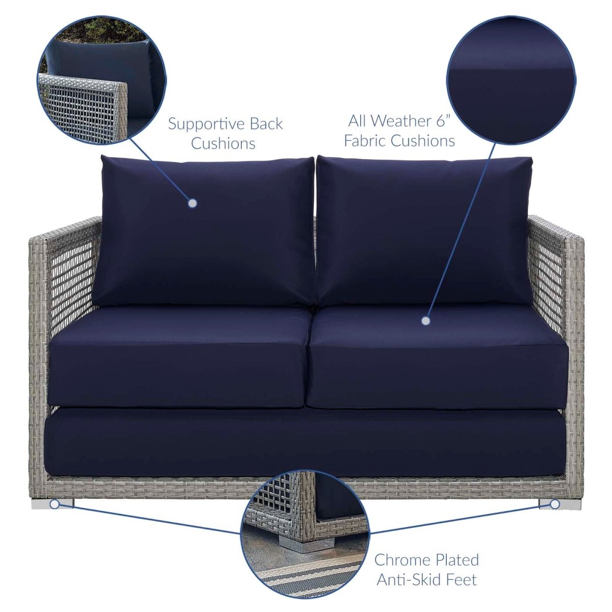 Aura 4 Piece Outdoor Patio Wicker Rattan Set - BUILDMYPLACE