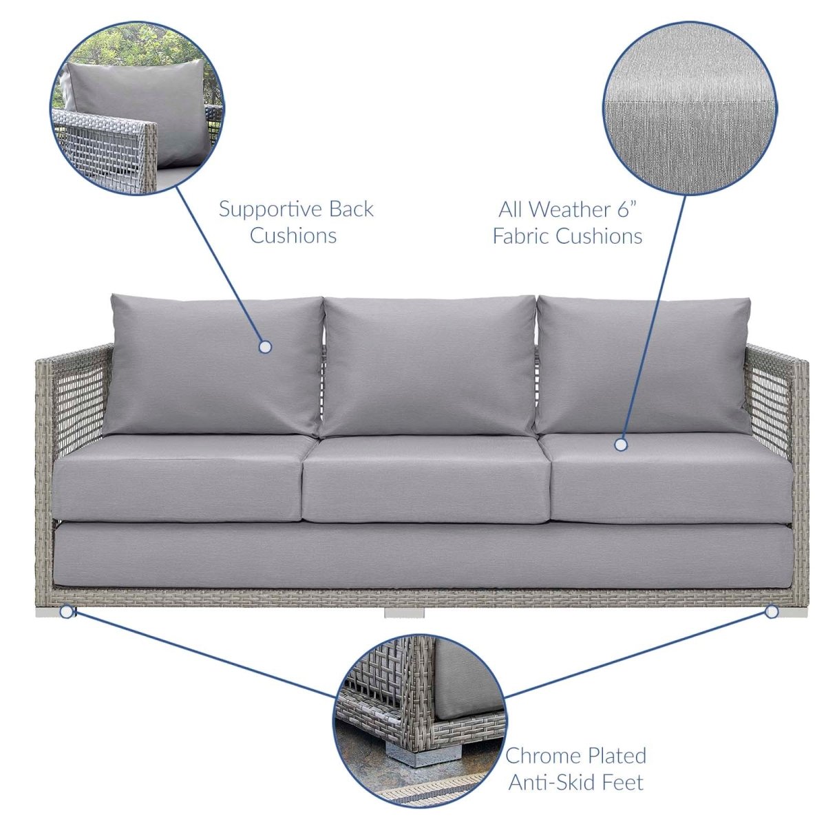 Aura 4 Piece Outdoor Patio Wicker Rattan Set - BUILDMYPLACE
