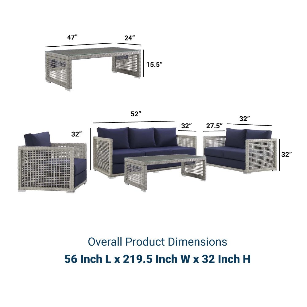 Aura 4 Piece Outdoor Patio Wicker Rattan Set - BUILDMYPLACE