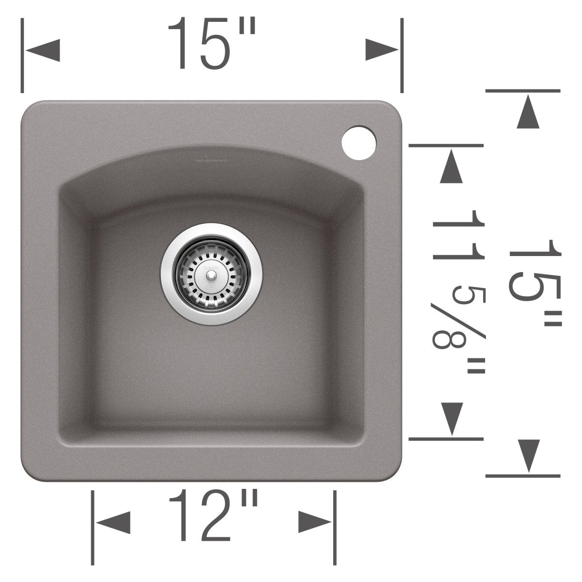 Blanco Diamond Silgranit Drop - In or Undermount Bar Sink, 15" X 15" - BUILDMYPLACE