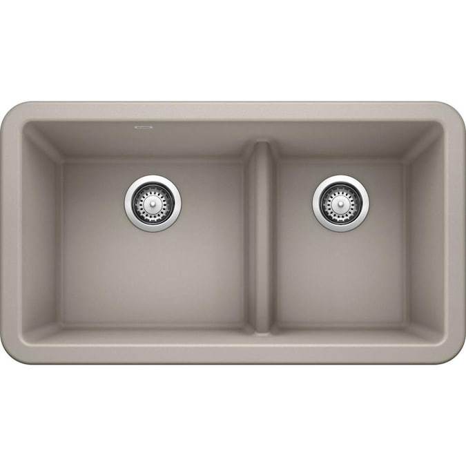 Blanco Ikon 33" Farmhouse Double Basin Silgranit Kitchen Sink - BUILDMYPLACE