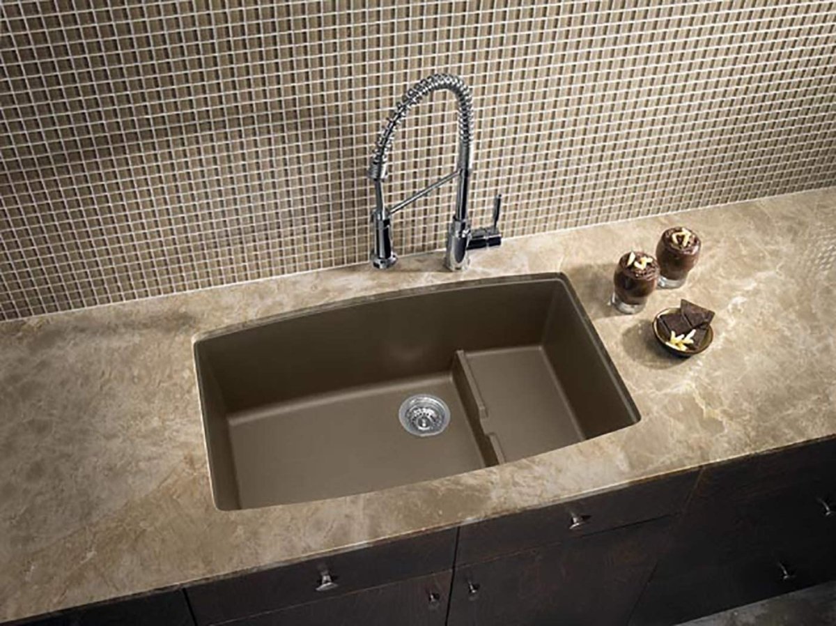 Blanco Performa 32 Inch Cascade Silgranit Undermount Kitchen Sink with Colander - BUILDMYPLACE