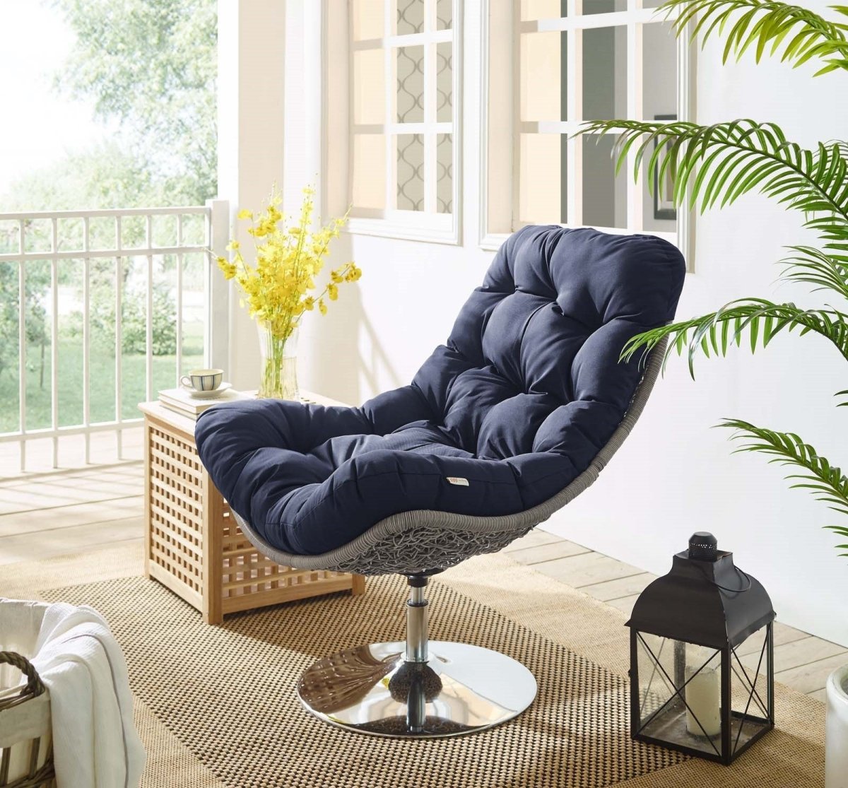 Brighton Wicker Rattan Outdoor Patio Swivel Lounge Chair - BUILDMYPLACE
