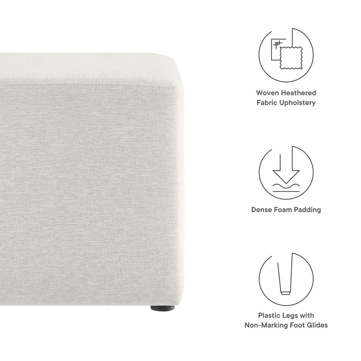 Callum 17" Square Woven Heathered Fabric Upholstered Ottoman - BUILDMYPLACE