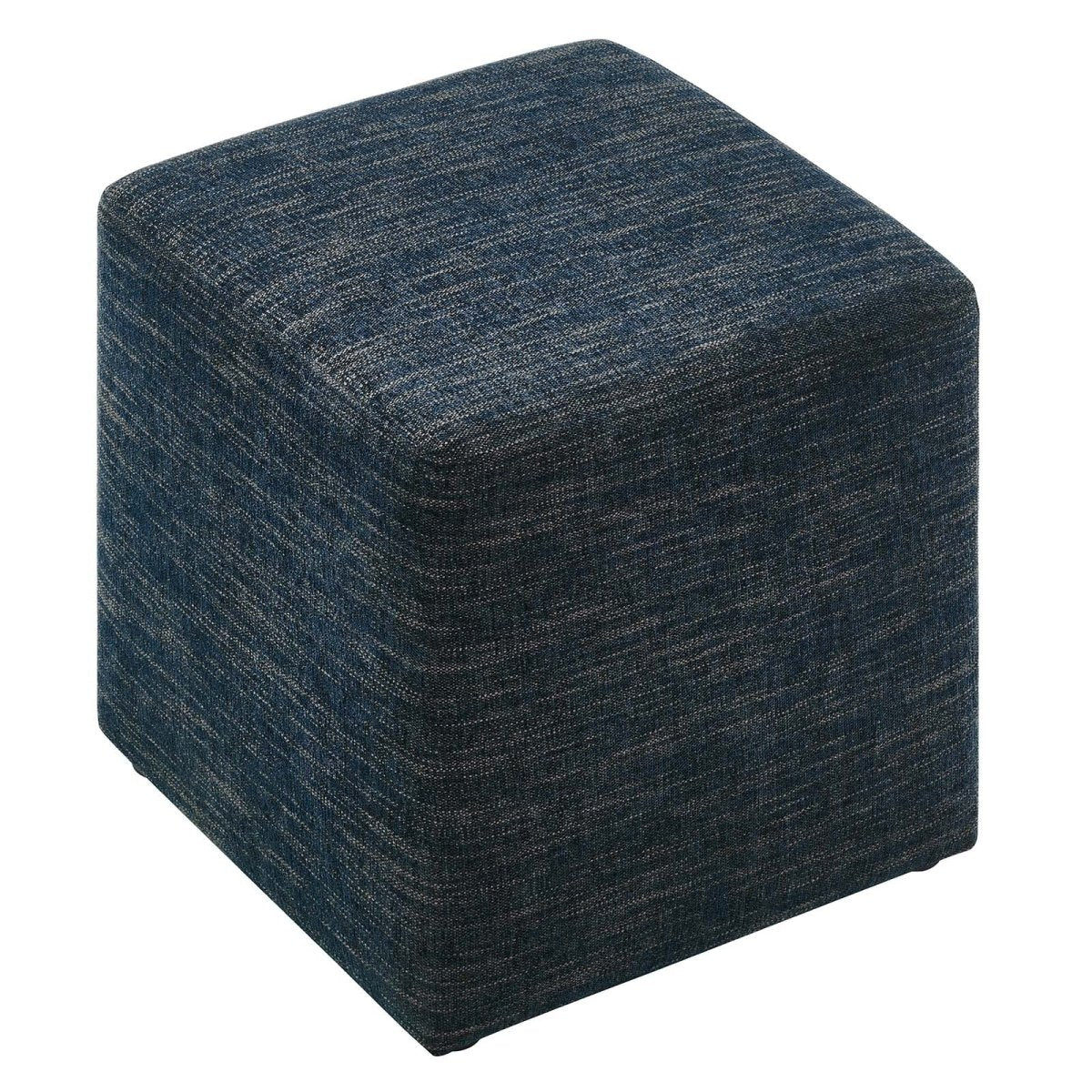 Callum 17" Square Woven Heathered Fabric Upholstered Ottoman - BUILDMYPLACE