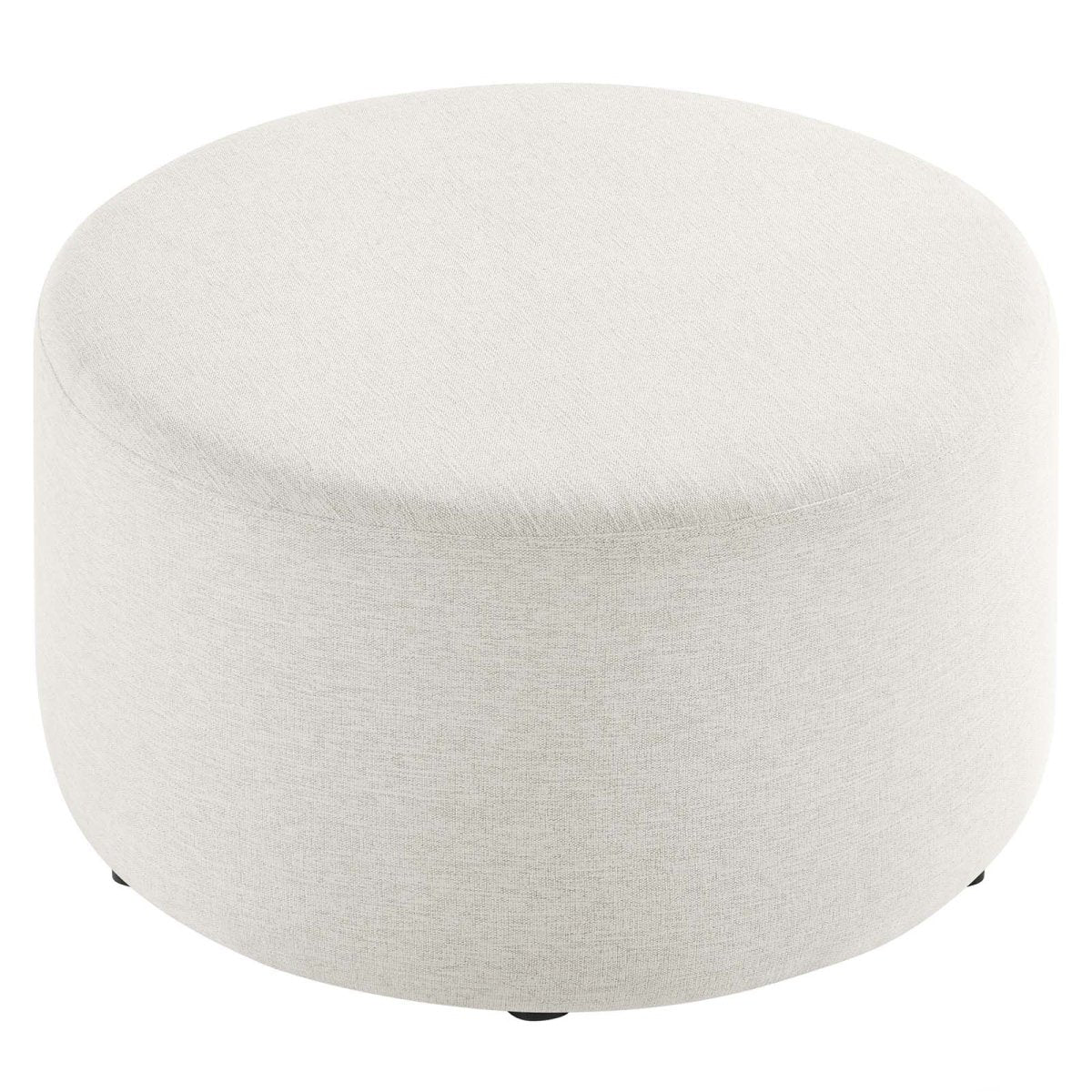 Callum Large 29" Round Woven Heathered Fabric Upholstered Ottoman - BUILDMYPLACE