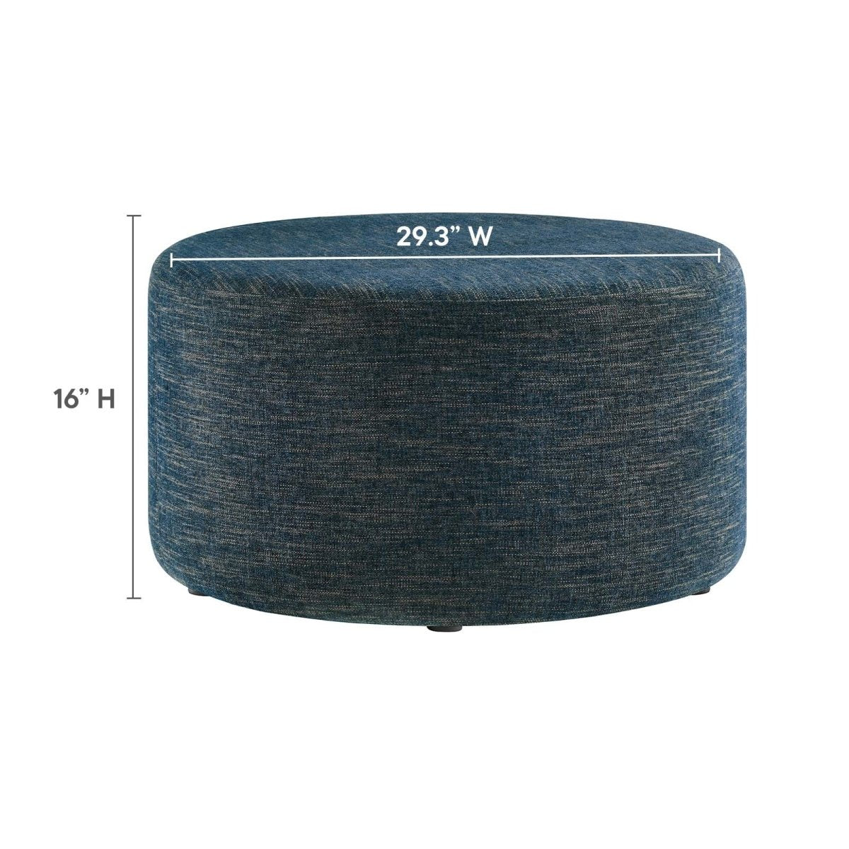 Callum Large 29" Round Woven Heathered Fabric Upholstered Ottoman - BUILDMYPLACE