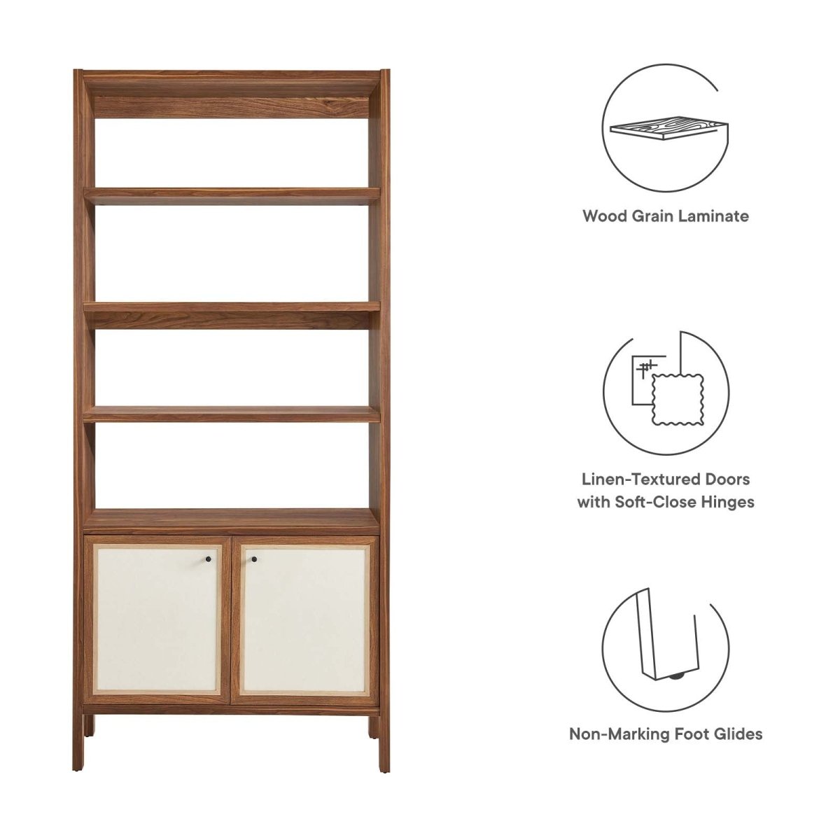 Capri 4 - Shelf Wood Grain Bookcase - BUILDMYPLACE