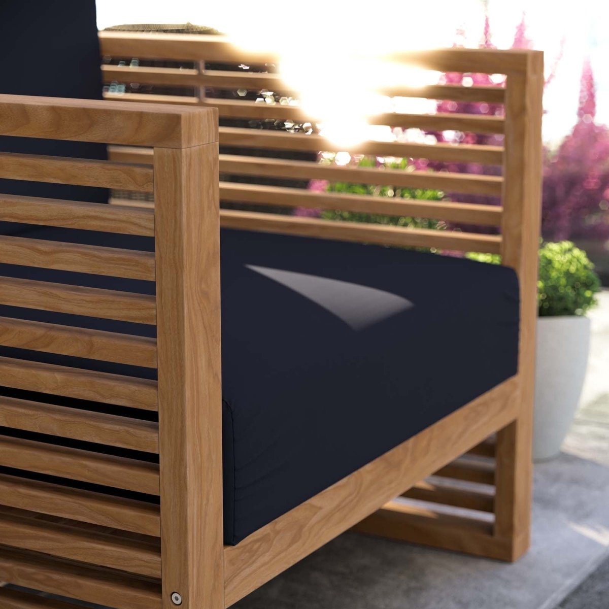 Carlsbad Teak Wood Outdoor Patio Armchair - BUILDMYPLACE