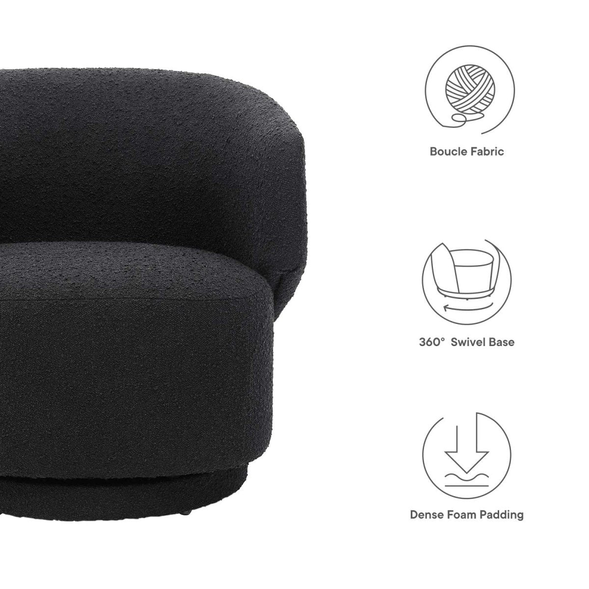 Celestia Boucle Fabric Swivel Chair - BUILDMYPLACE