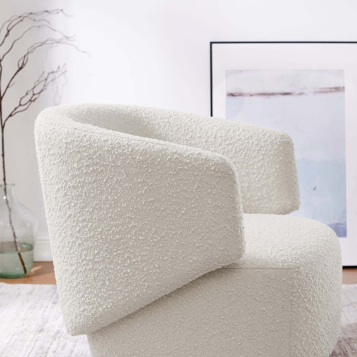 Celestia Boucle Fabric Swivel Chair - BUILDMYPLACE