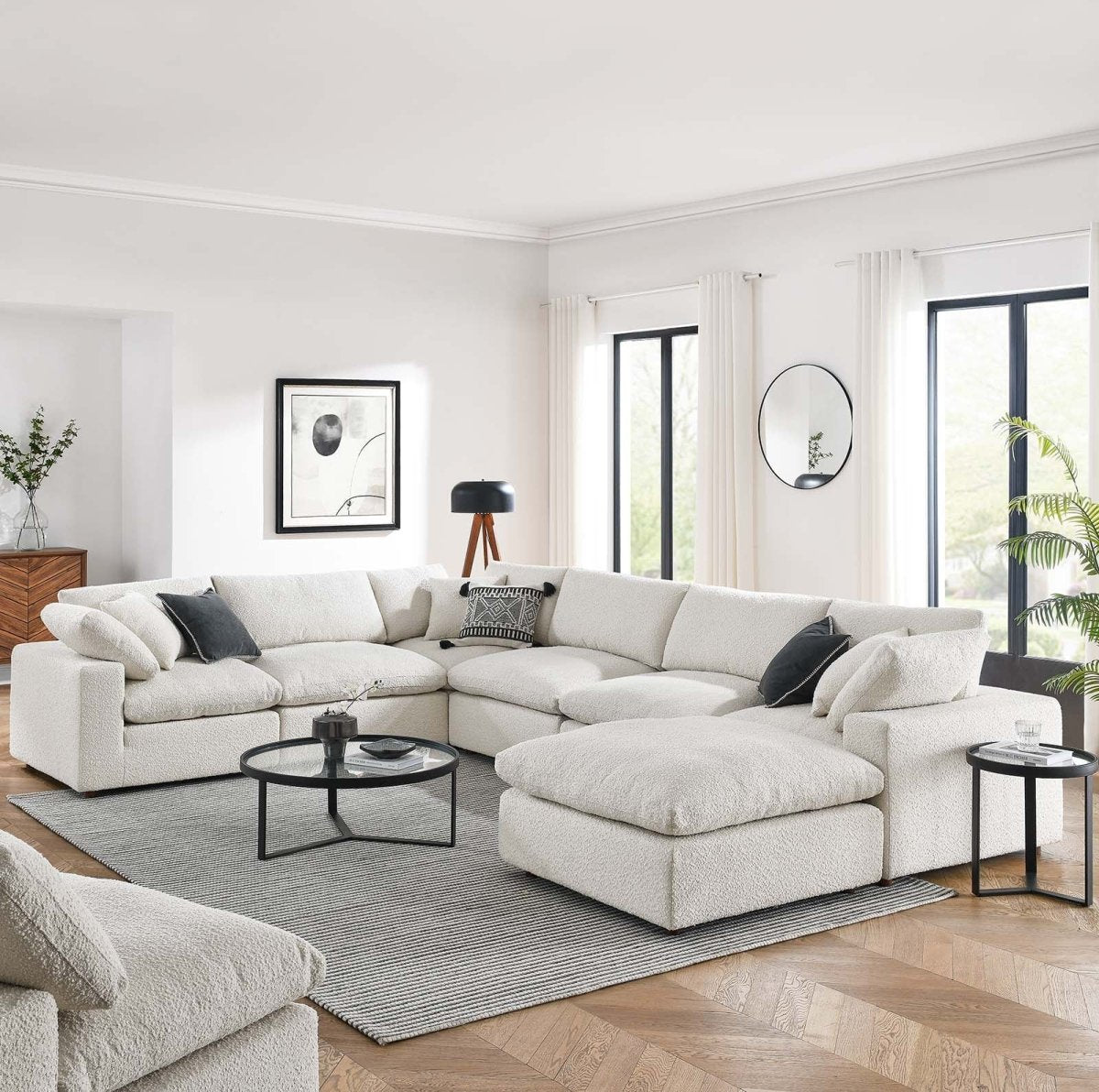 Commix Down Filled Overstuffed Boucle 7 - Piece Sectional Sofa - BUILDMYPLACE