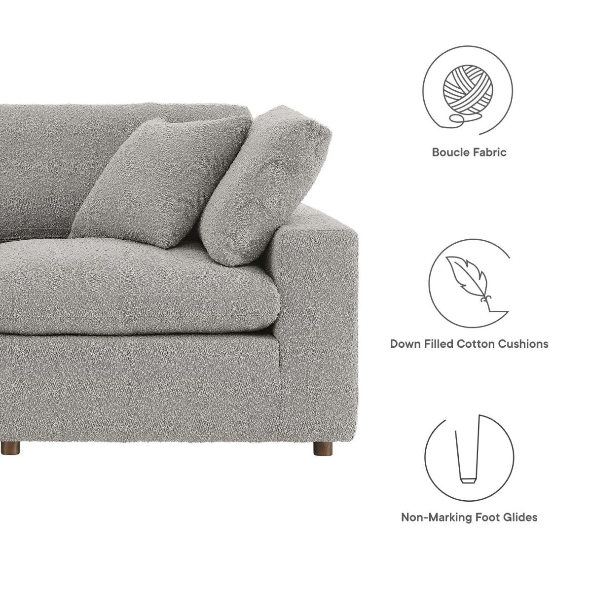 Commix Down Filled Overstuffed Boucle Fabric 3 - Seater Sofa - BUILDMYPLACE