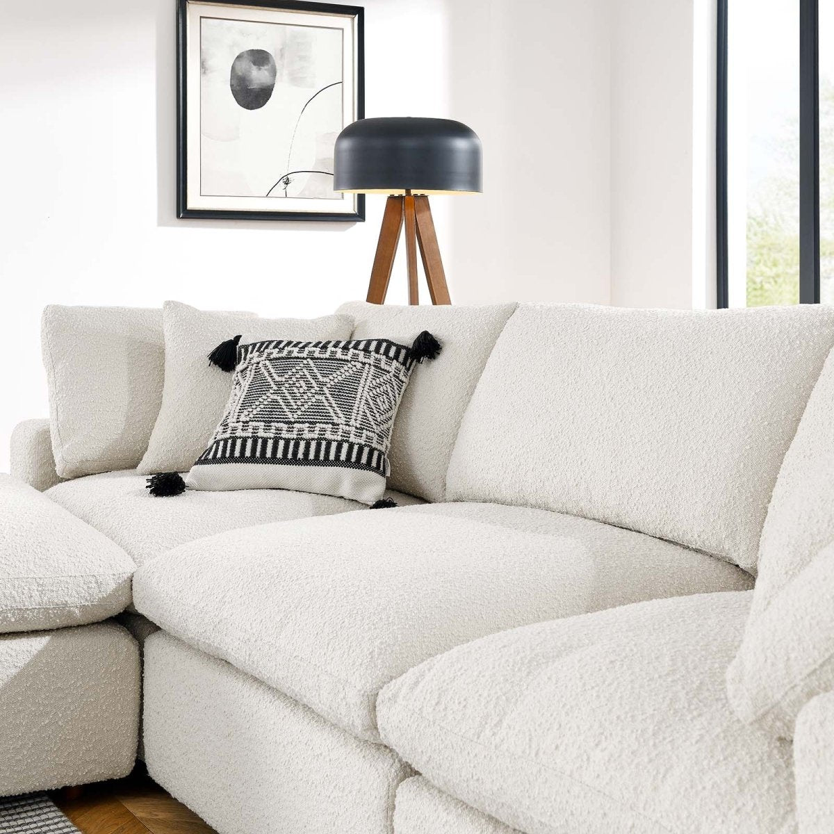 Commix Down Filled Overstuffed Boucle Fabric 4 - Piece Sectional Sofa - BUILDMYPLACE