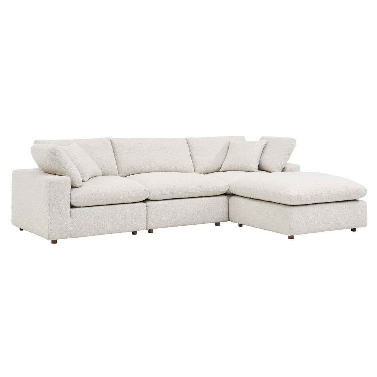 Commix Down Filled Overstuffed Boucle Fabric 4 - Piece Sectional Sofa - BUILDMYPLACE