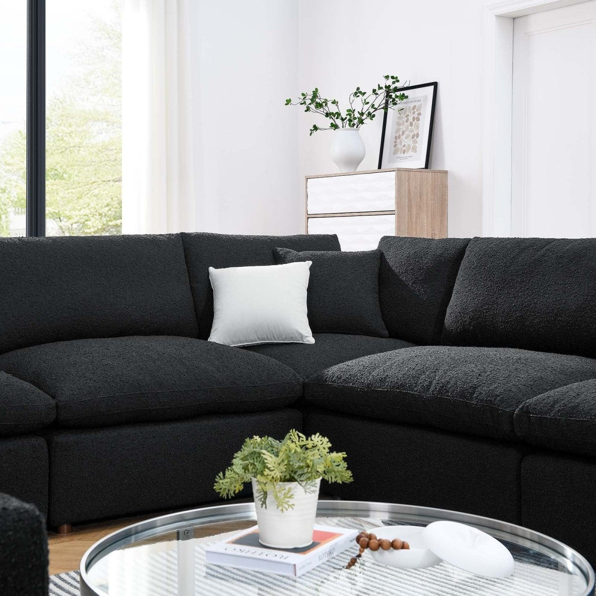 Commix Down Filled Overstuffed Boucle Fabric 8 - Piece Sectional Sofa - BUILDMYPLACE