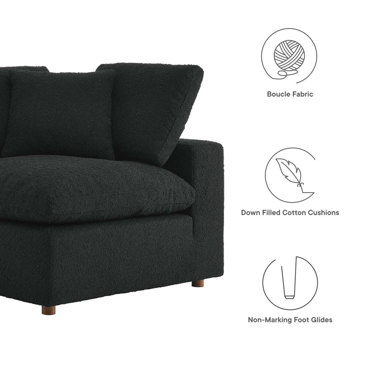 Commix Down Filled Overstuffed Boucle Fabric Corner Chair - BUILDMYPLACE