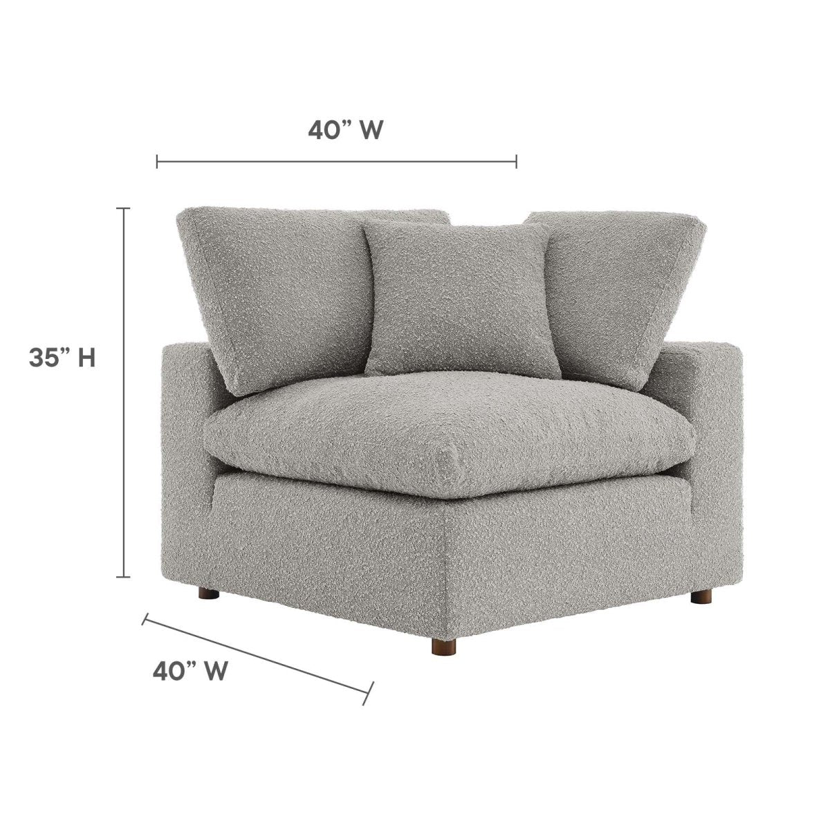 Commix Down Filled Overstuffed Boucle Fabric Corner Chair - BUILDMYPLACE