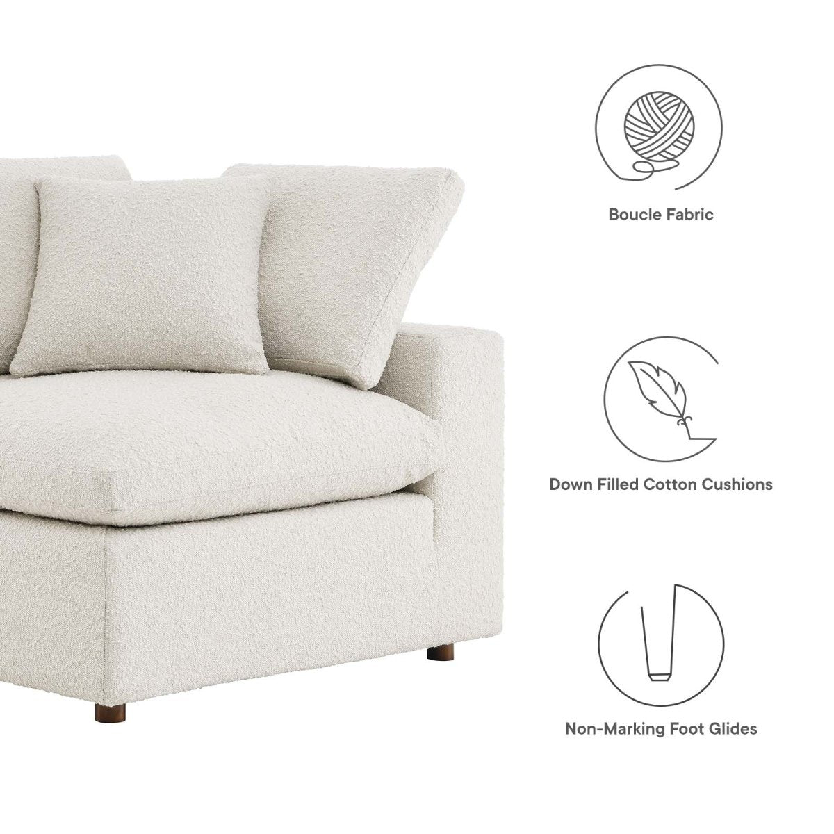 Commix Down Filled Overstuffed Boucle Fabric Corner Chair - BUILDMYPLACE