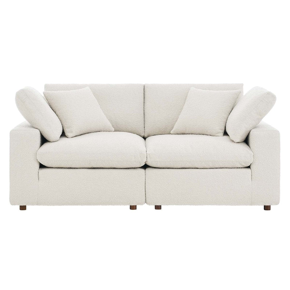 Commix Down Filled Overstuffed Boucle Fabric Loveseat - BUILDMYPLACE