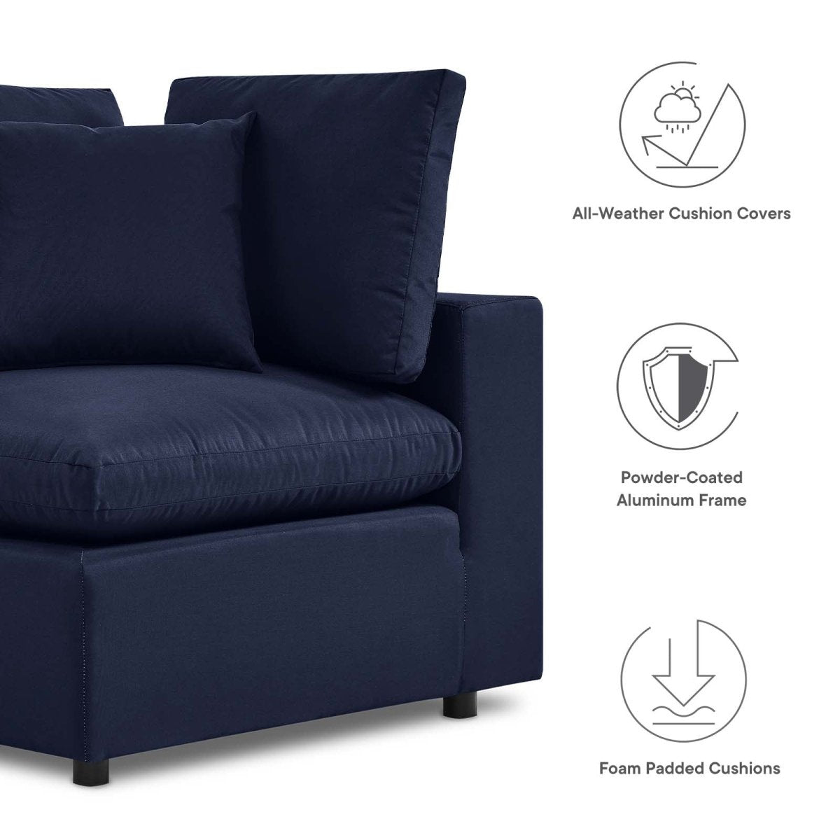 Commix Overstuffed Outdoor Patio Loveseat - BUILDMYPLACE