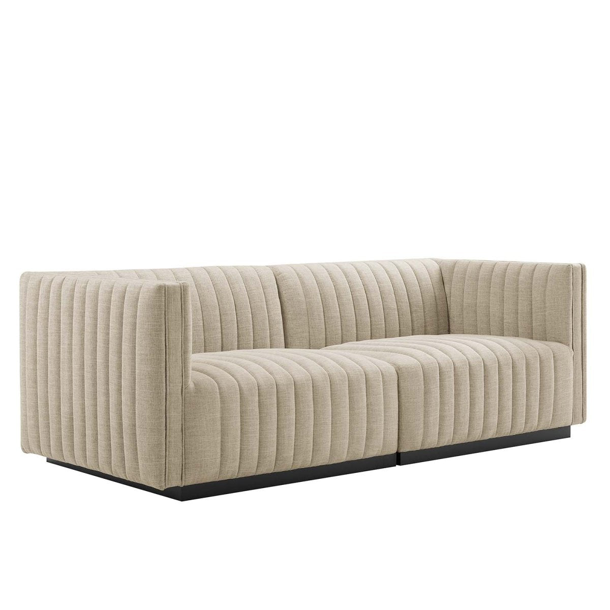 Conjure Channel Tufted Upholstered Fabric Loveseat - BUILDMYPLACE