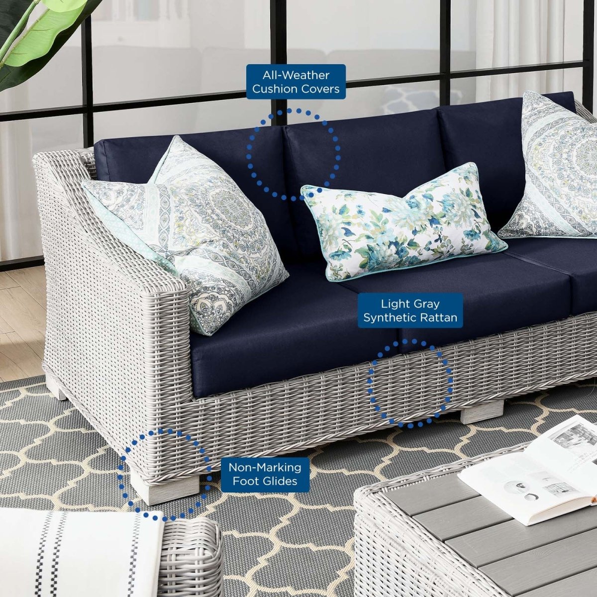 Conway Outdoor Patio Wicker Rattan Sofa - BUILDMYPLACE