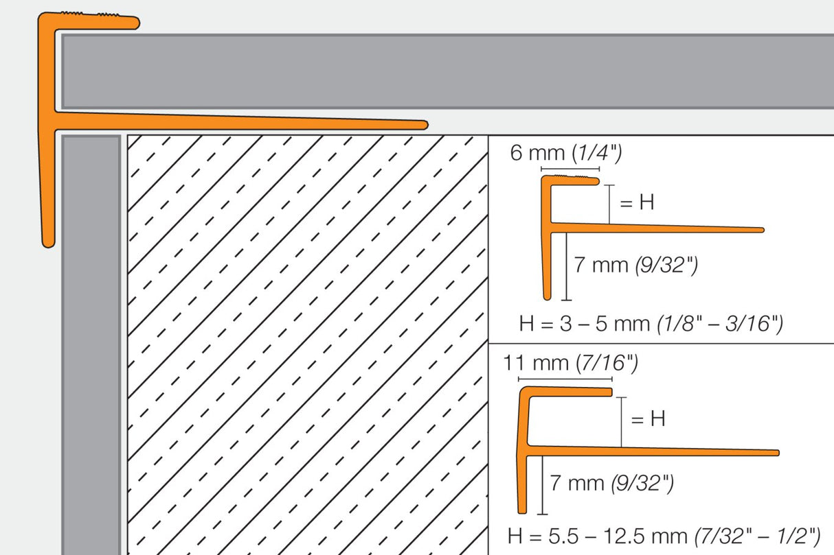 VINPRO-STEP 1/4" ALUM BRUSH CHROME - 8' Long - VPSTL60ACGB