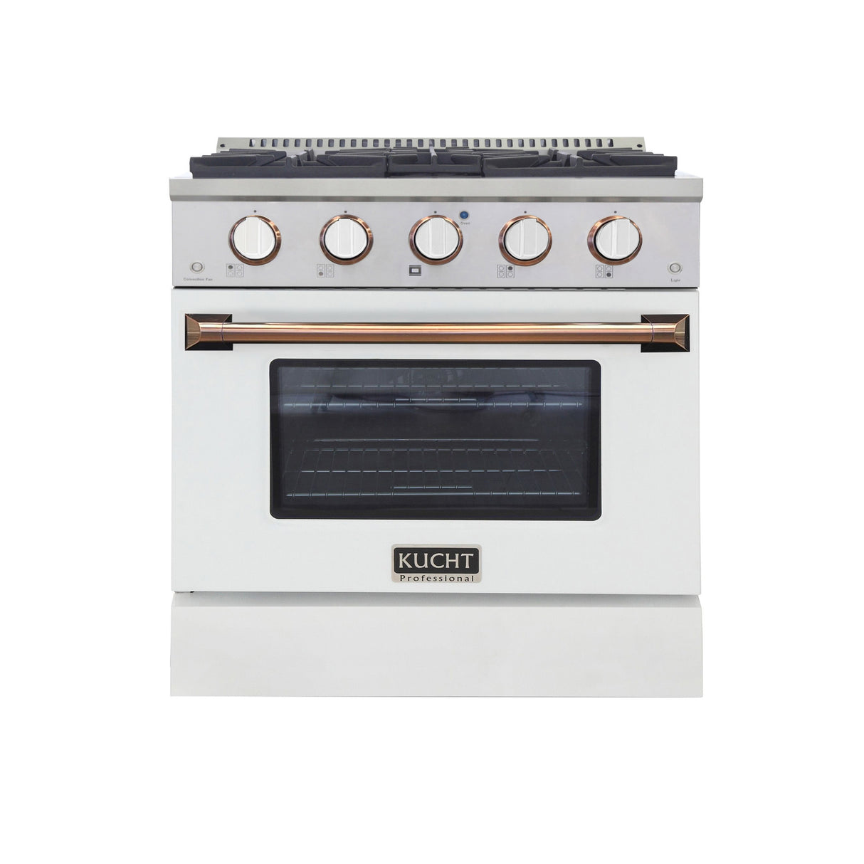 KUCHT Professional 30 in. 4.2 cu. ft.¨Propane Gas Range with Sealed Burners and Convection Oven in Stainless Steel with White Oven Door, White Knobs and Knob Rings