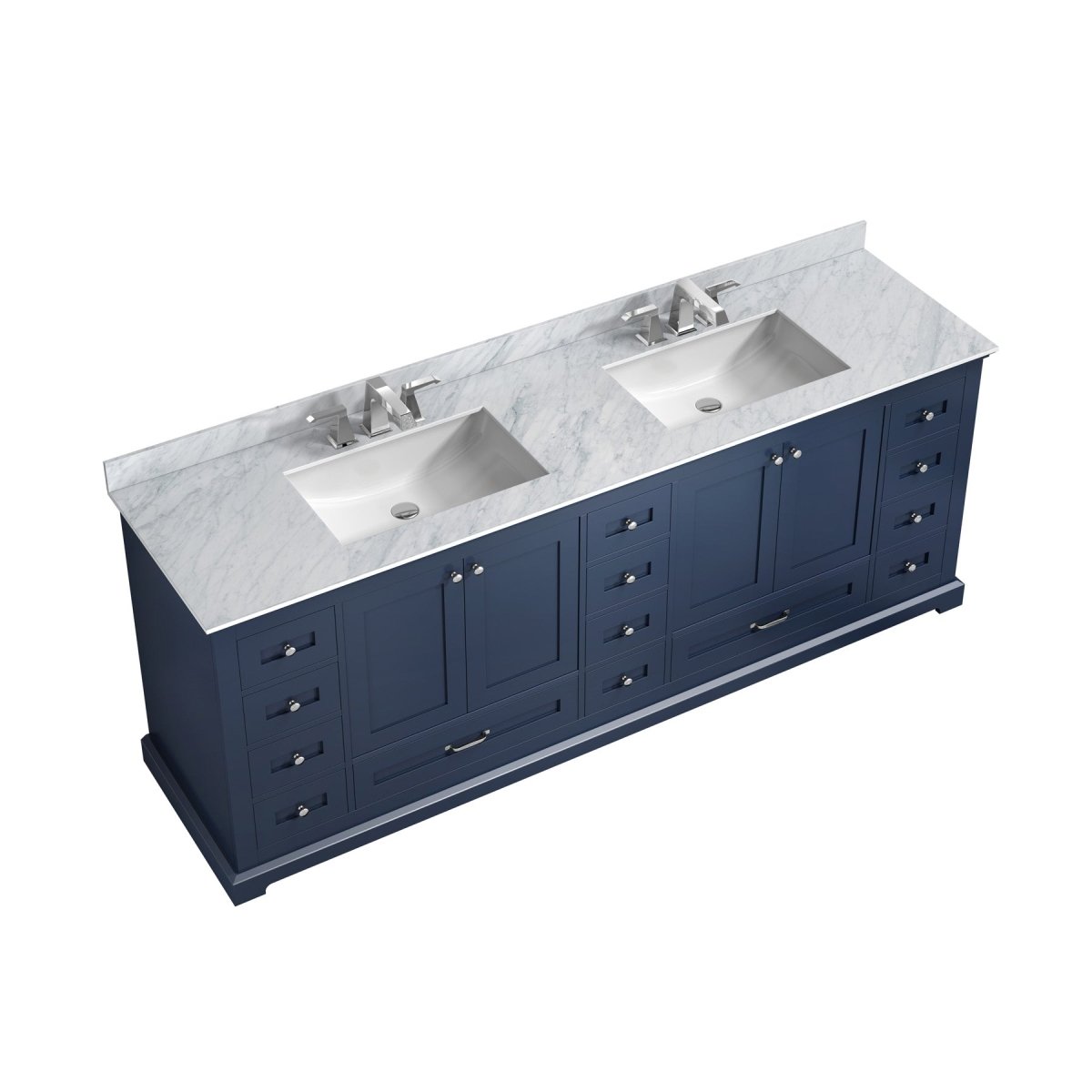 Dukes 48 in. Freestanding Bathroom Vanity with White Carrara Marble Top, White Square Sink
