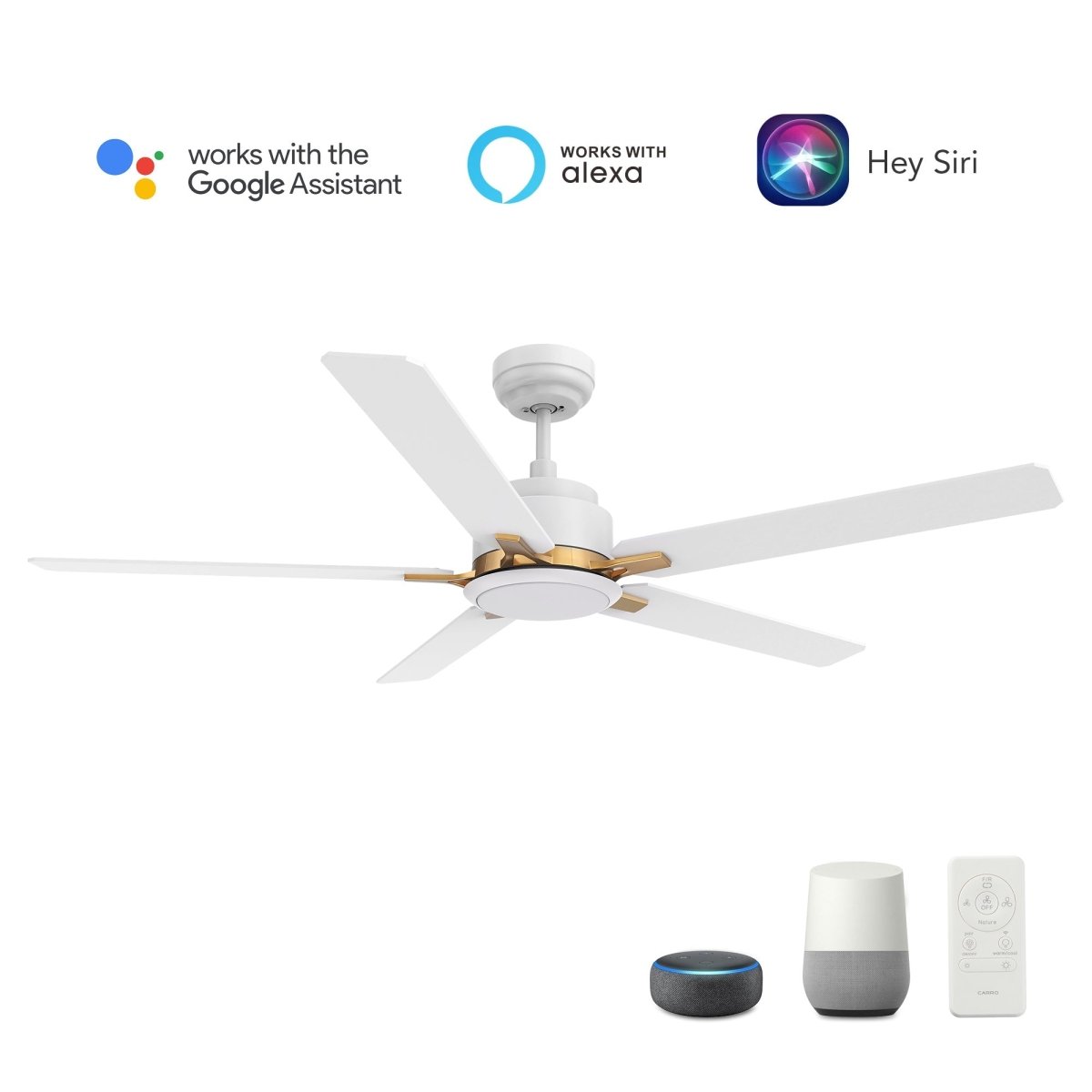 ESPEAR 52 inch 5 - Blade Smart Ceiling Fan with LED Light & Remote - LEDMyPlace