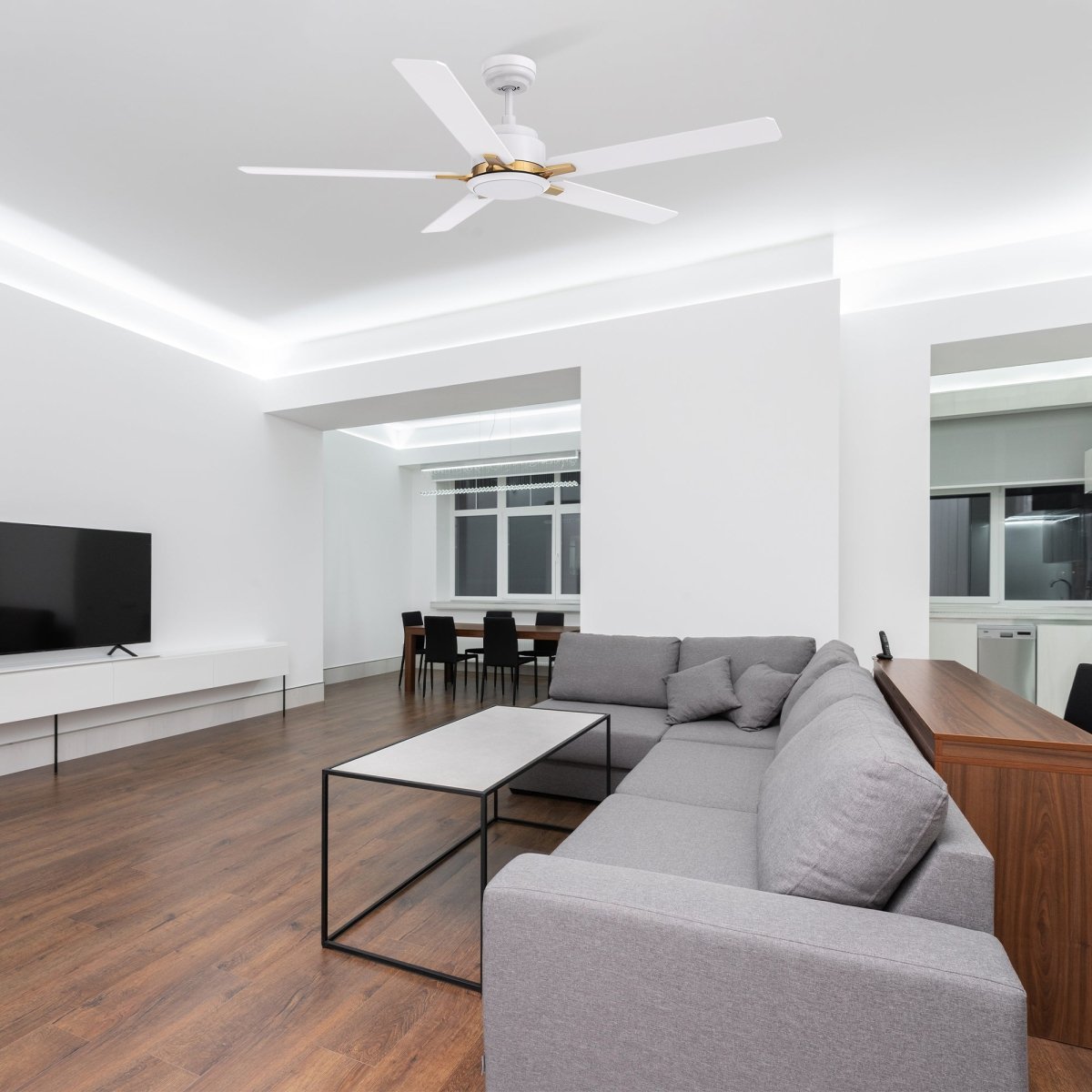 ESPEAR 52 inch 5 - Blade Smart Ceiling Fan with LED Light & Remote - LEDMyPlace