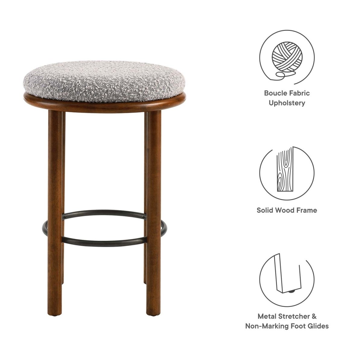 Fable Boucle Fabric Counter Stools - Set of 2 - BUILDMYPLACE