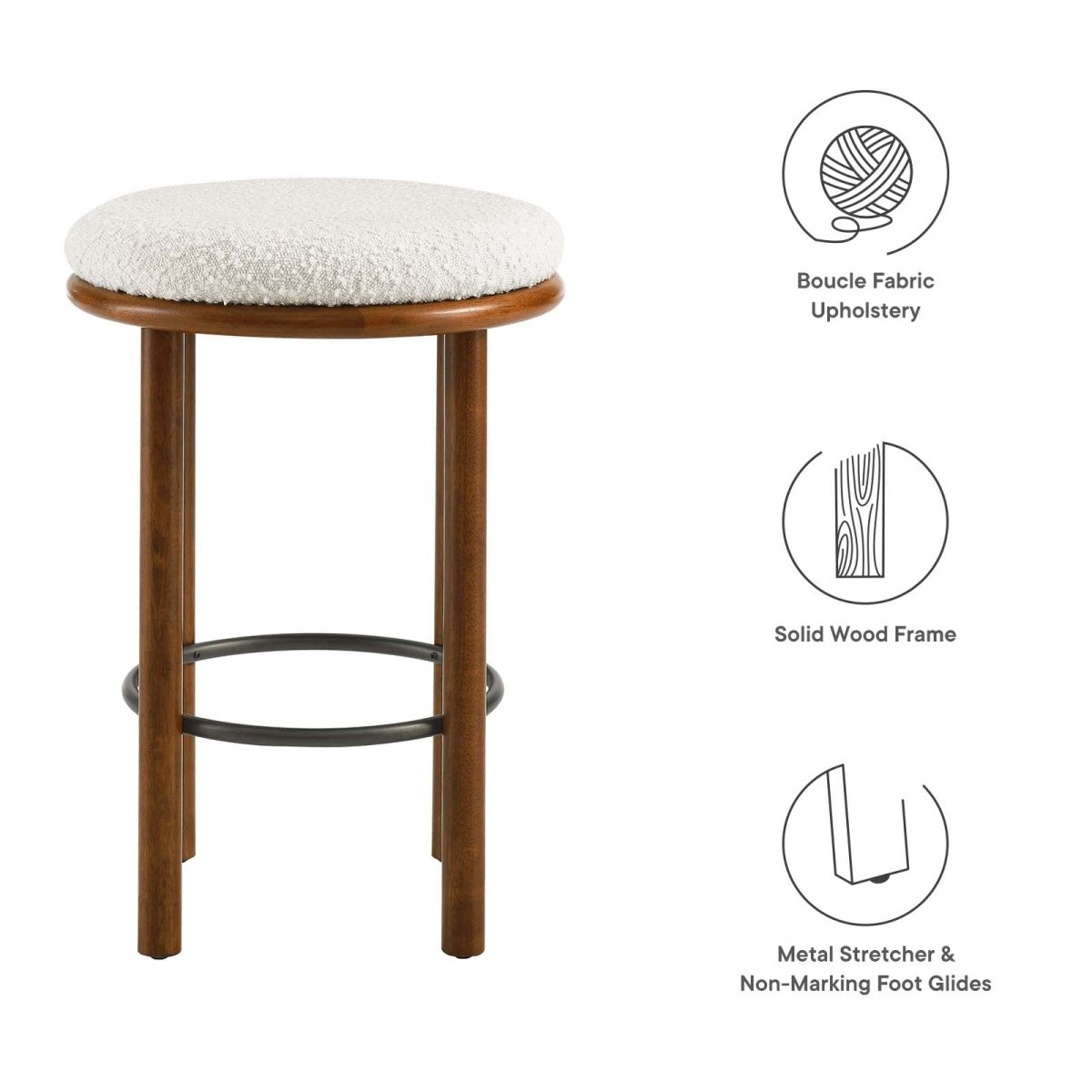 Fable Boucle Fabric Counter Stools - Set of 2 - BUILDMYPLACE