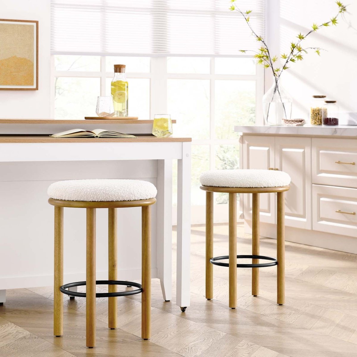 Fable Boucle Fabric Counter Stools - Set of 2 - BUILDMYPLACE