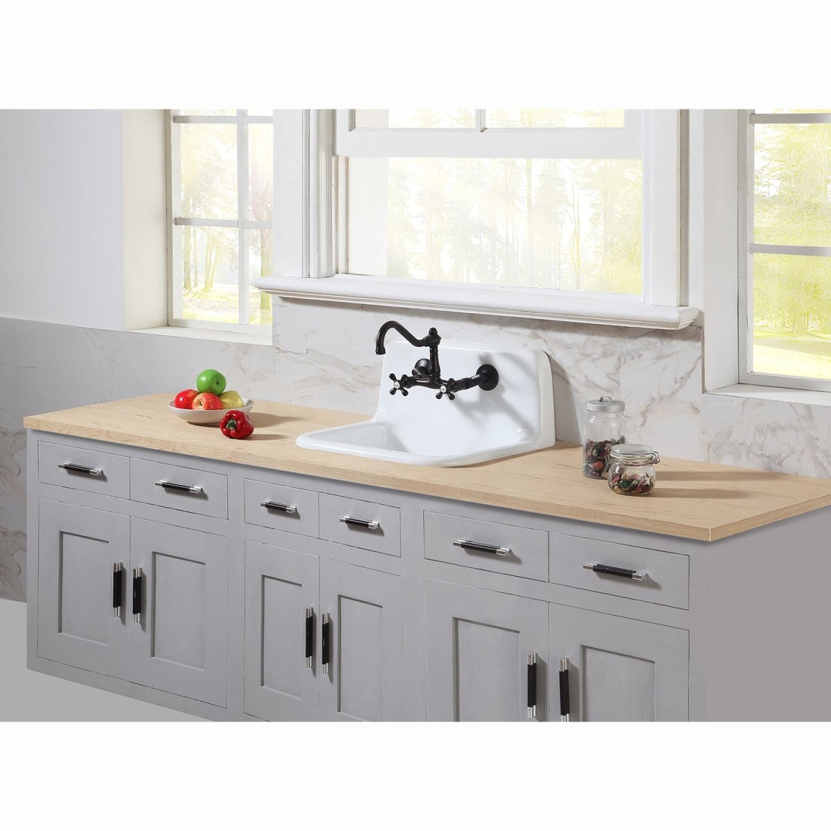 Fauceture Petra Galley 22" Wall Mount Single Bowl Kitchen Sink, White - BUILDMYPLACE