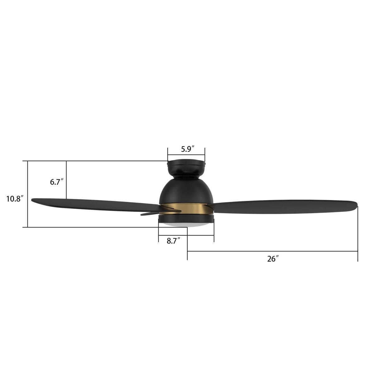 FREMONT 52 inch 3 - Blade Flush Mount Smart Ceiling Fan with LED Light & Remote - LEDMyPlace