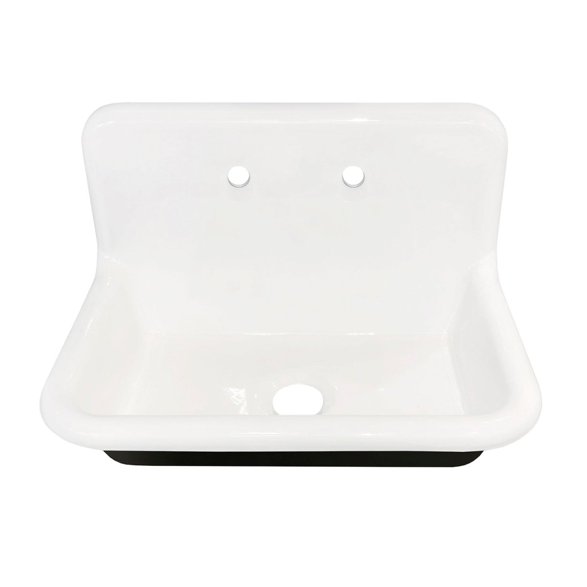 Gourmetier 30" X 20" Cast Iron Single Bowl Wall Mount Sink, White - BUILDMYPLACE