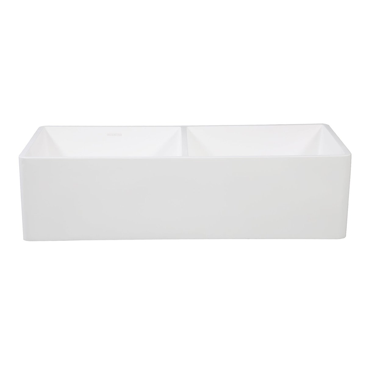 Gourmetier Solid Surface Double Bowl Farmhouse Kitchen Sink, Matte White - BUILDMYPLACE