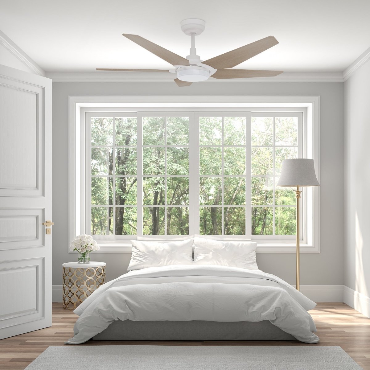 KAJ 52 inch 5 - Blade Smart Ceiling Fan with LED Light & Remote - LEDMyPlace