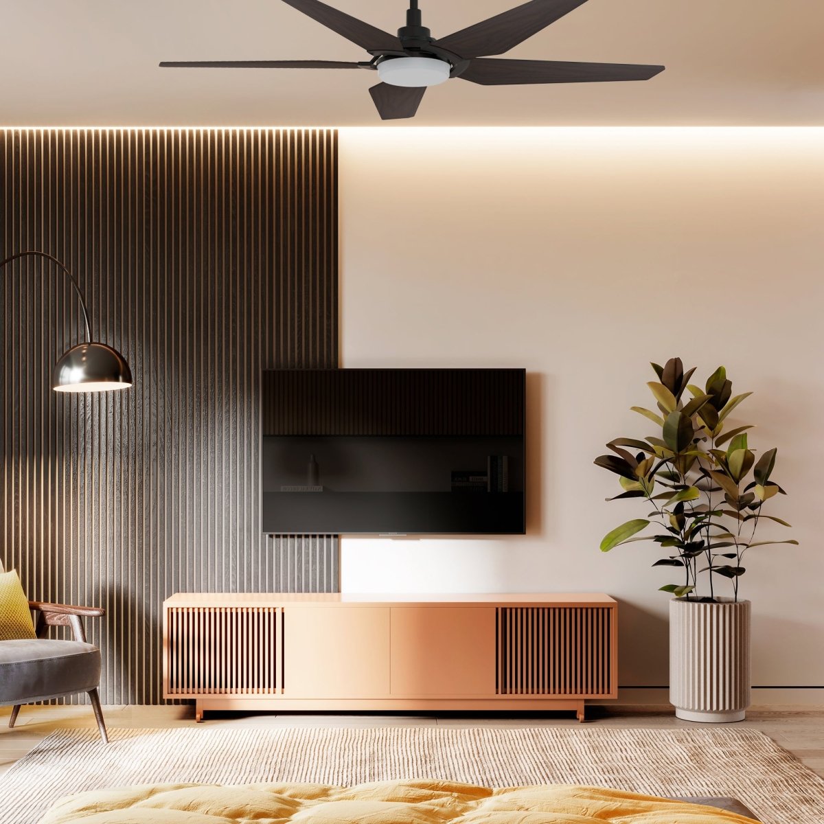 KAJ 52 inch 5 - Blade Smart Ceiling Fan with LED Light & Remote - LEDMyPlace
