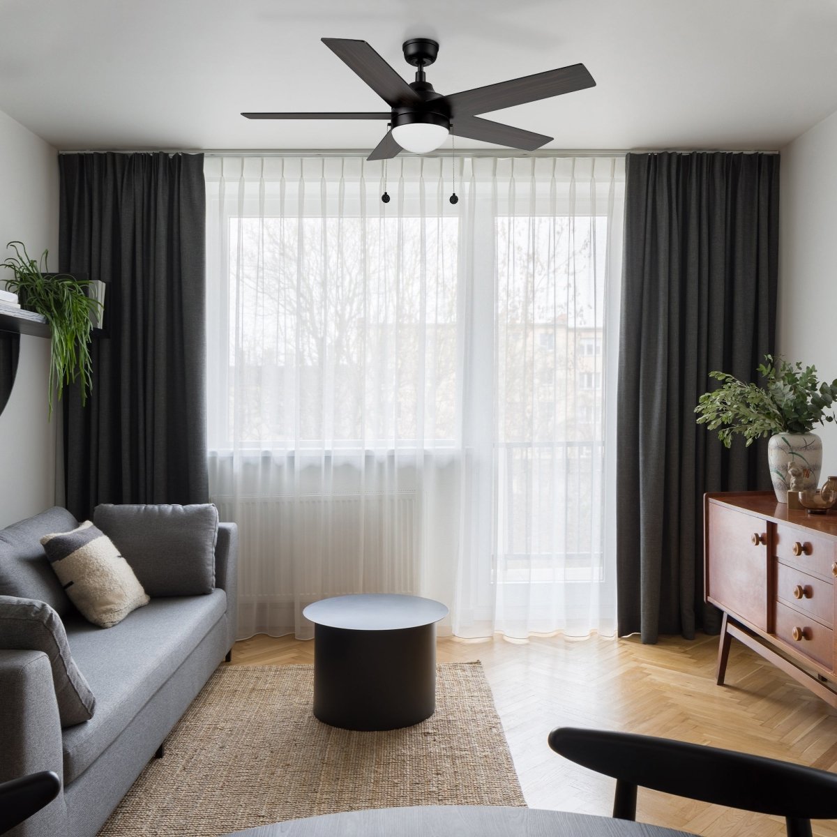 MALTA 52 inch 5 - Blade Ceiling Fan with LED Light & Pull Chain - LEDMyPlace